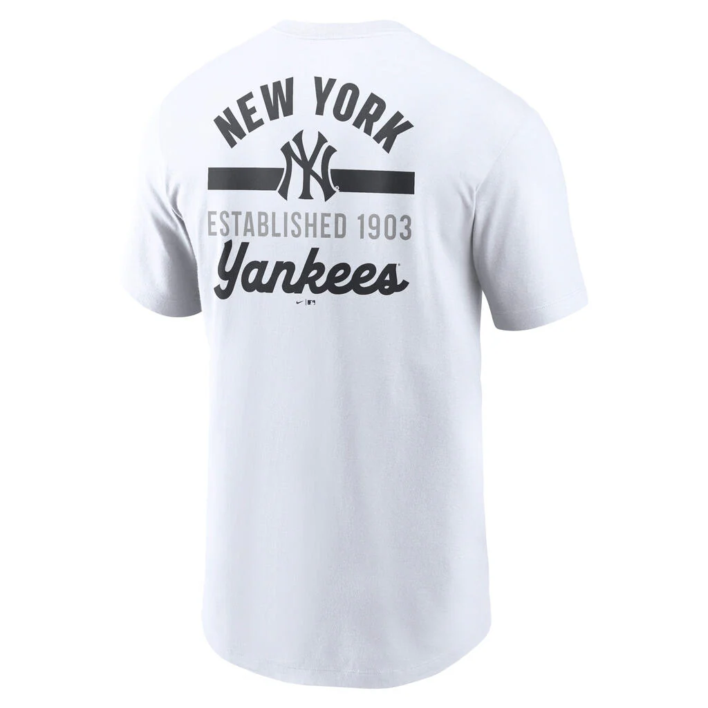 MLB New York Yankees Nike 2-Hit Cotton T-Shirt - White - Image 3