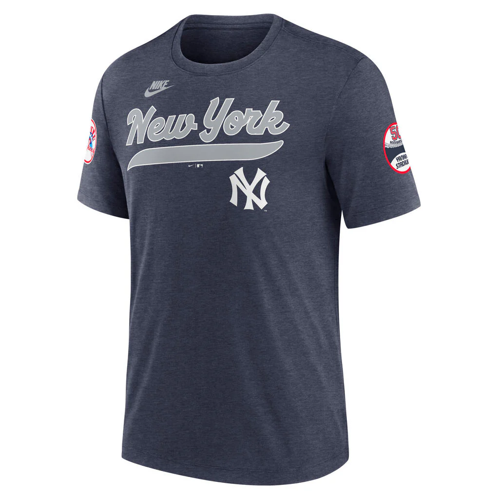 MLB New York Yankees Nike Cooperstown Eras Tri-Blend T-Shirt - Navy - Image 2