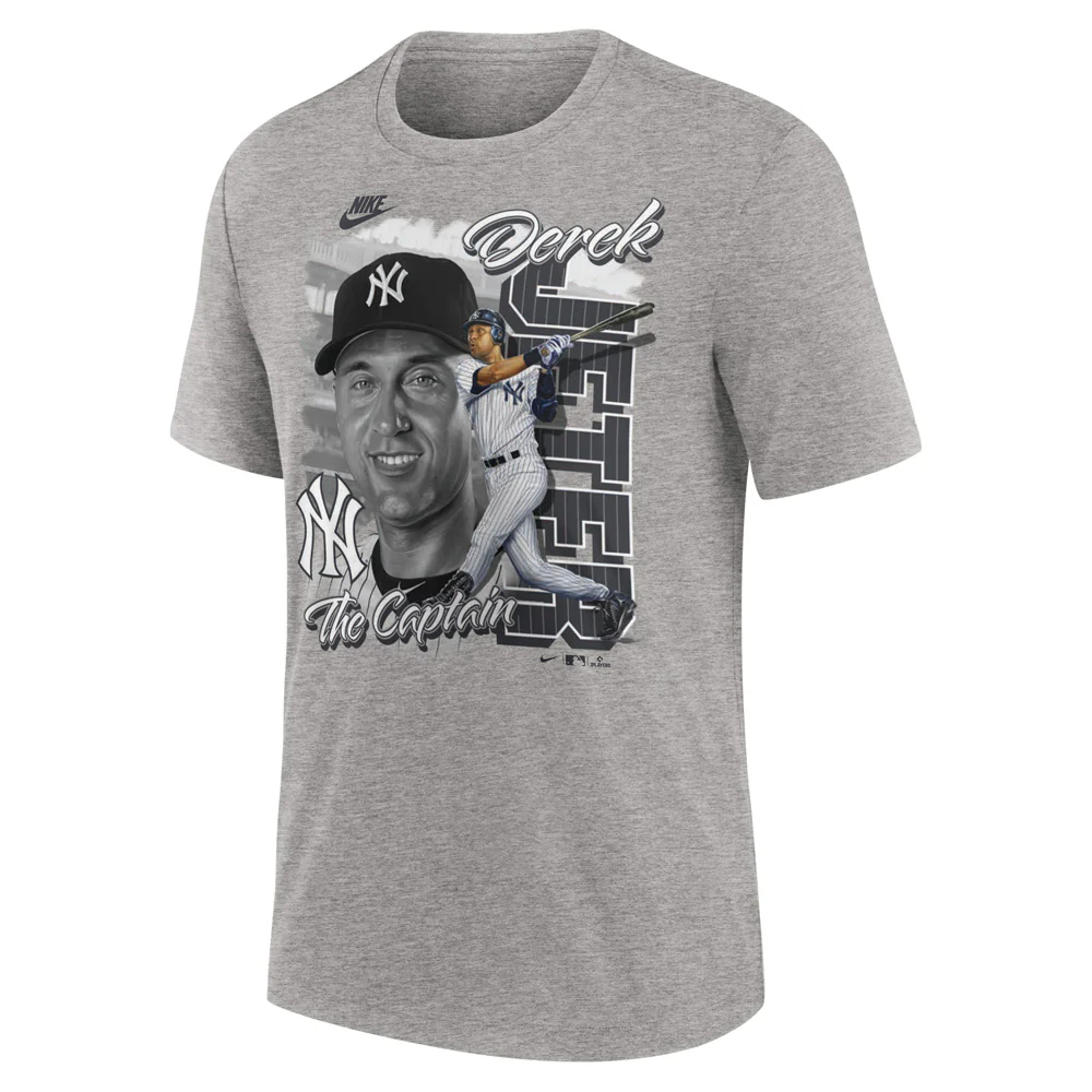 MLB New York Yankees Derek Jeter Nike Cooperstown Local Tri-Blend T-Shirt - Gray - Image 2