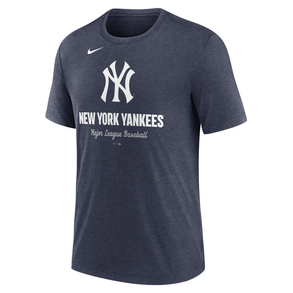 MLB New York Yankees Nike Logo Tri-Blend T-Shirt - Navy - Image 2