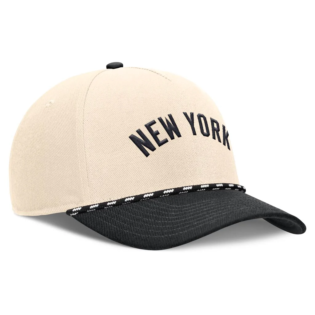 MLB New York Yankees Nike Two-Tone Rise Script Snapback Hat - Cream - Image 2