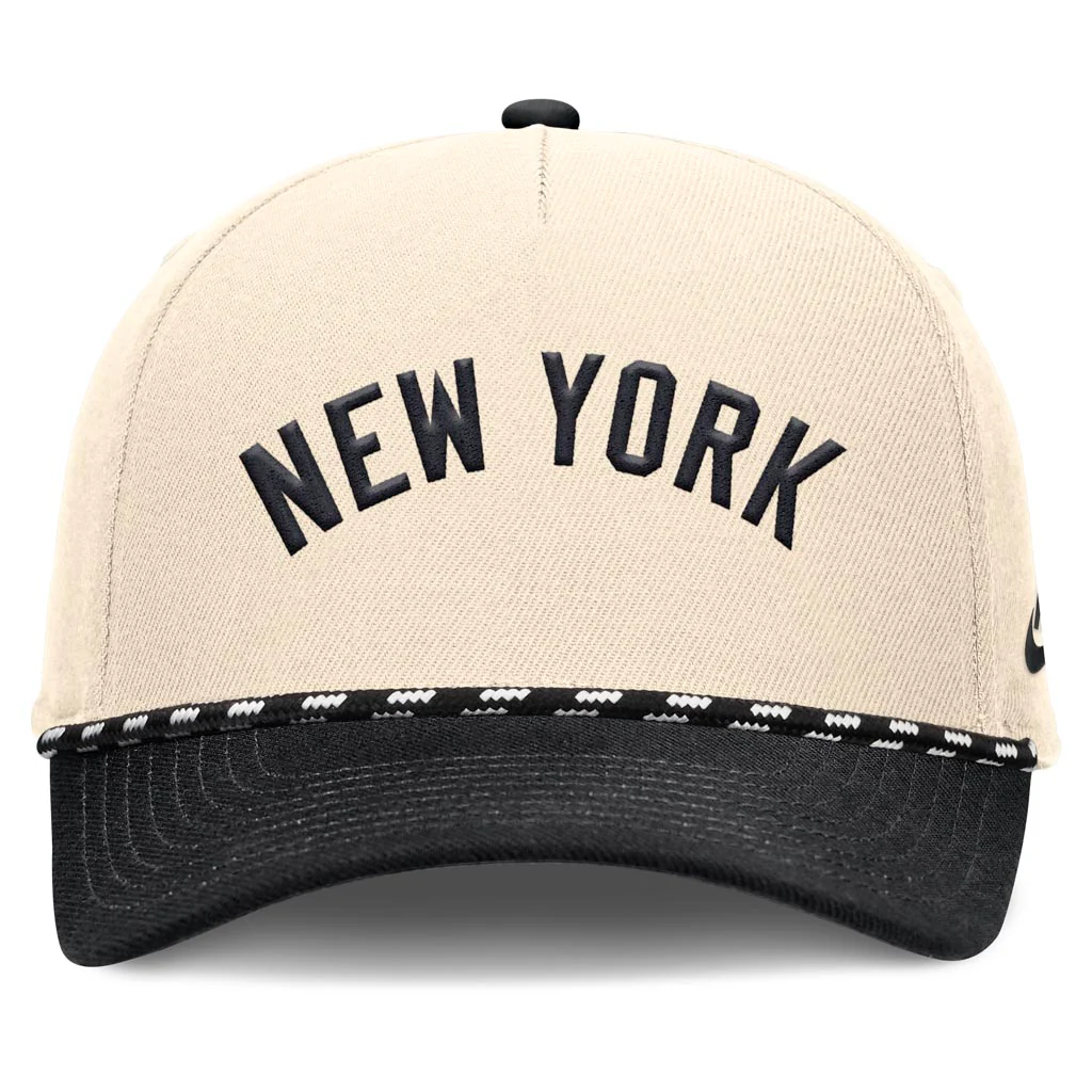 MLB New York Yankees Nike Two-Tone Rise Script Snapback Hat - Cream - Image 3