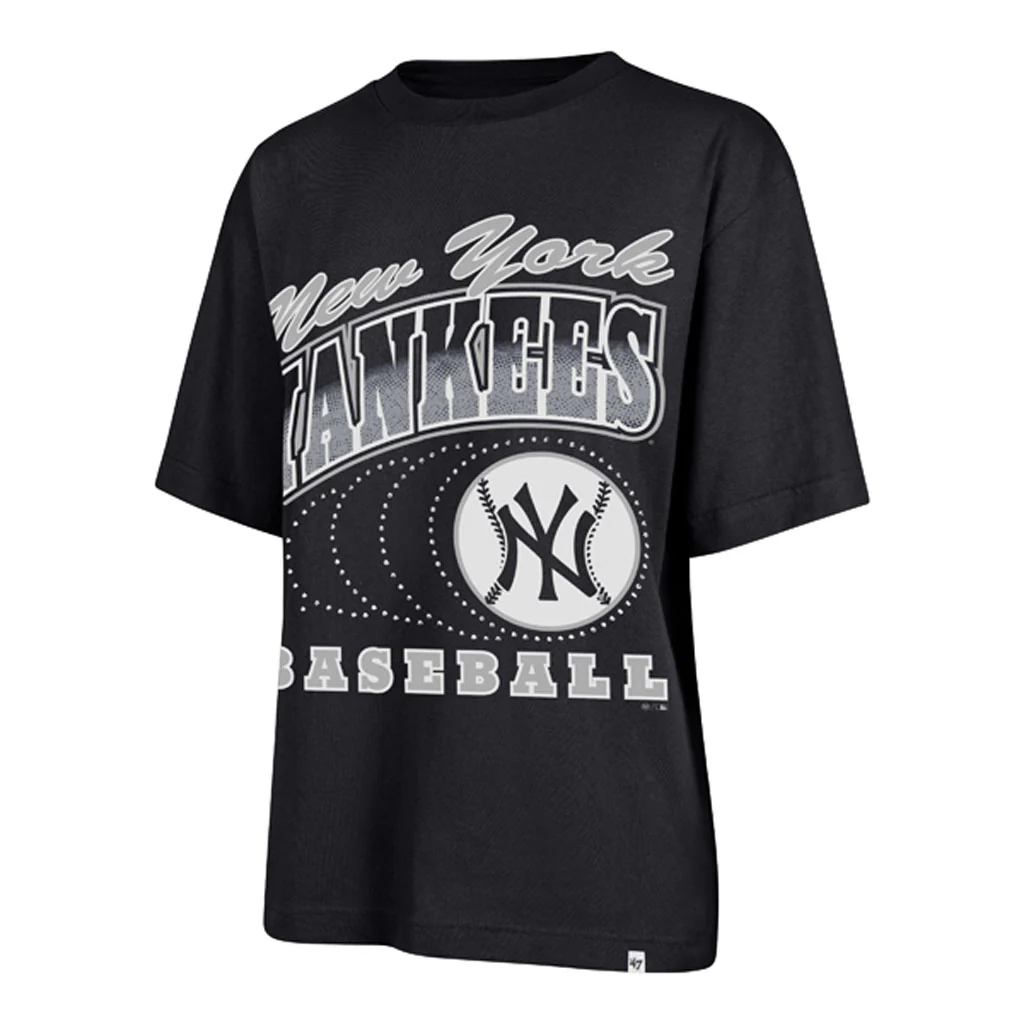 MLB New York Yankees Women's '47 Shimmer Shot Foundation T-Shirt - Navy