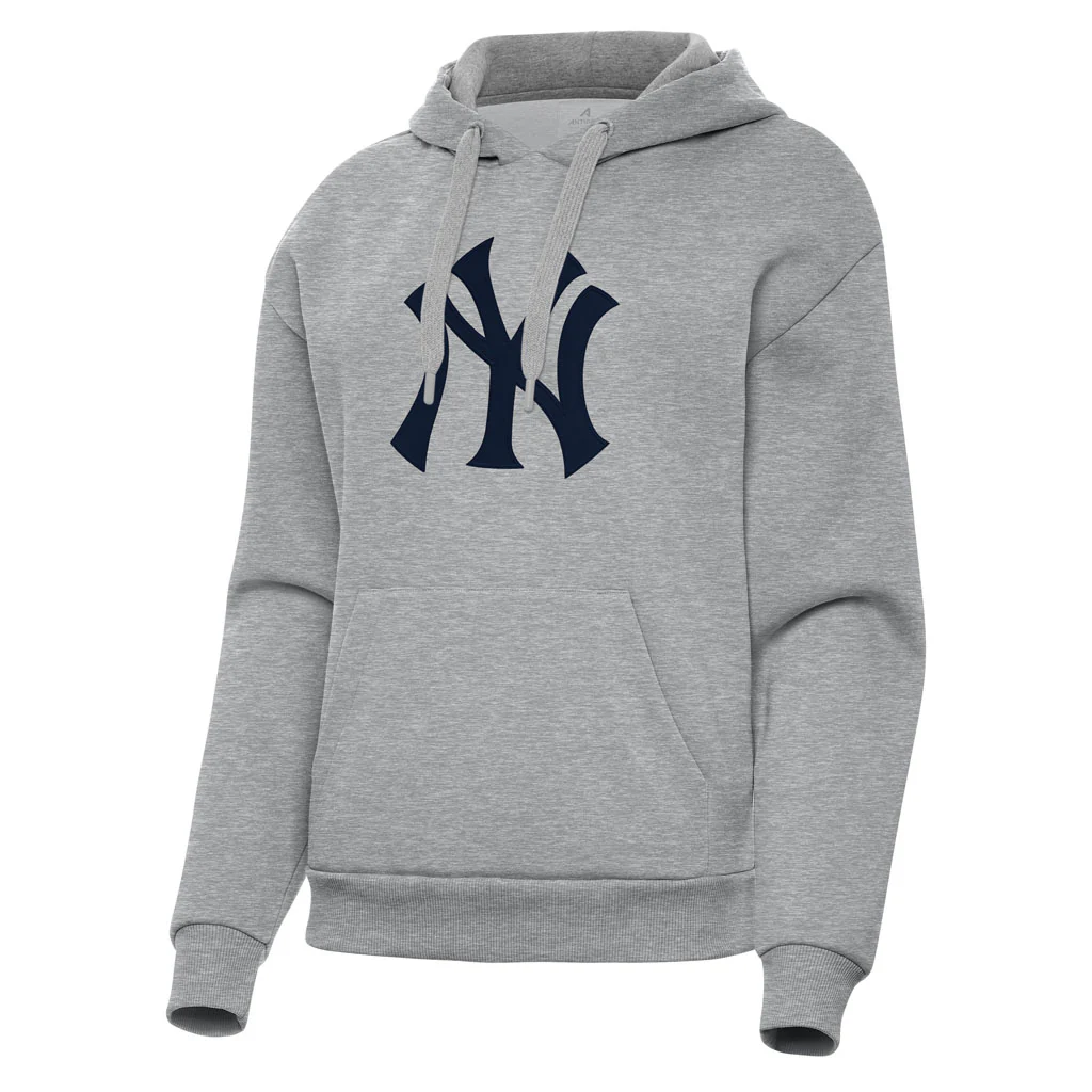 MLB New York Yankees Women's Antigua Full Front Victory Pullover Hoodie - Heather gray