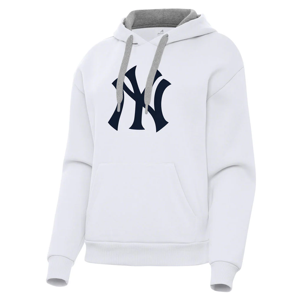 MLB New York Yankees Women's Antigua Full Front Victory Pullover Hoodie - White