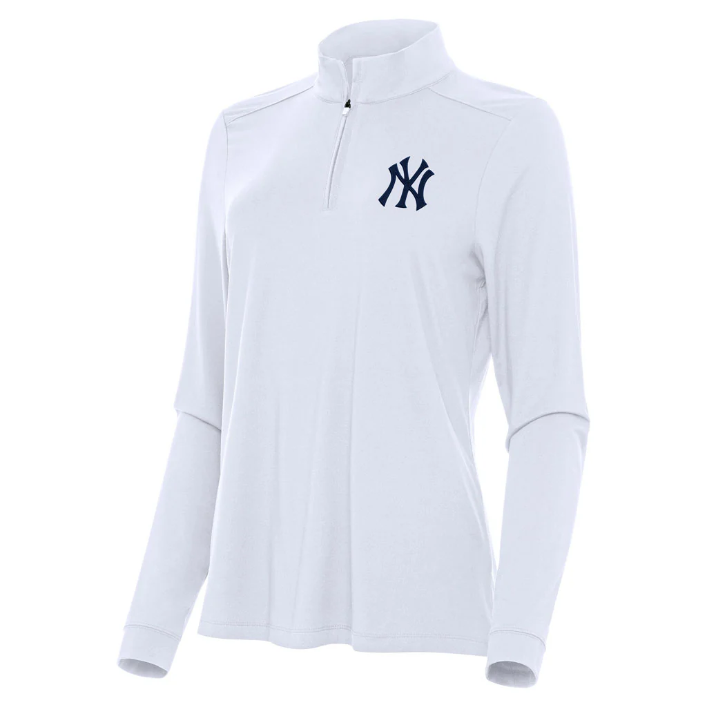 MLB New York Yankees Women's Antigua Intent 1/4 Zip Pullover Jacket - White