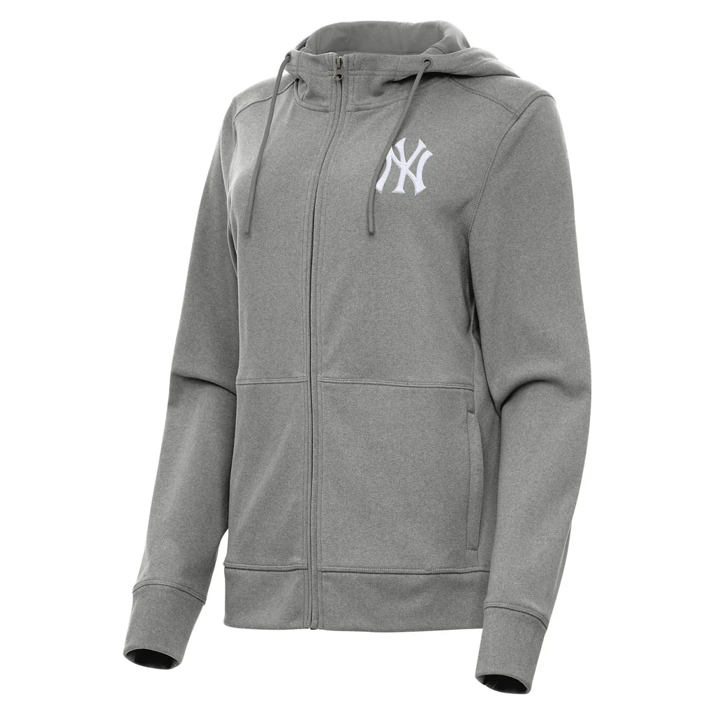MLB New York Yankees Women's Antigua Seeker Full Zip Hoodie - Heather black