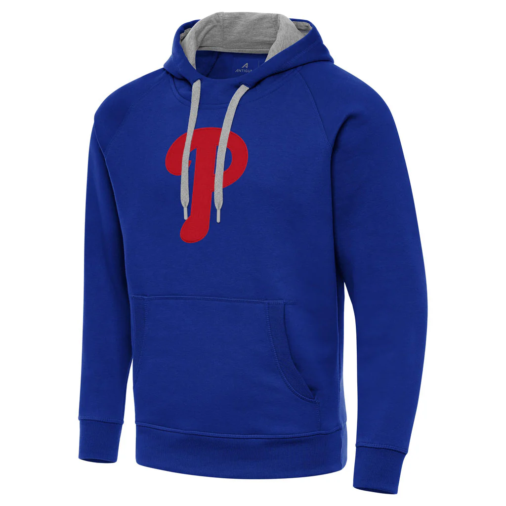 MLB Philadelphia Phillies Antigua Full Front Victory Pullover Hoodie - Blue