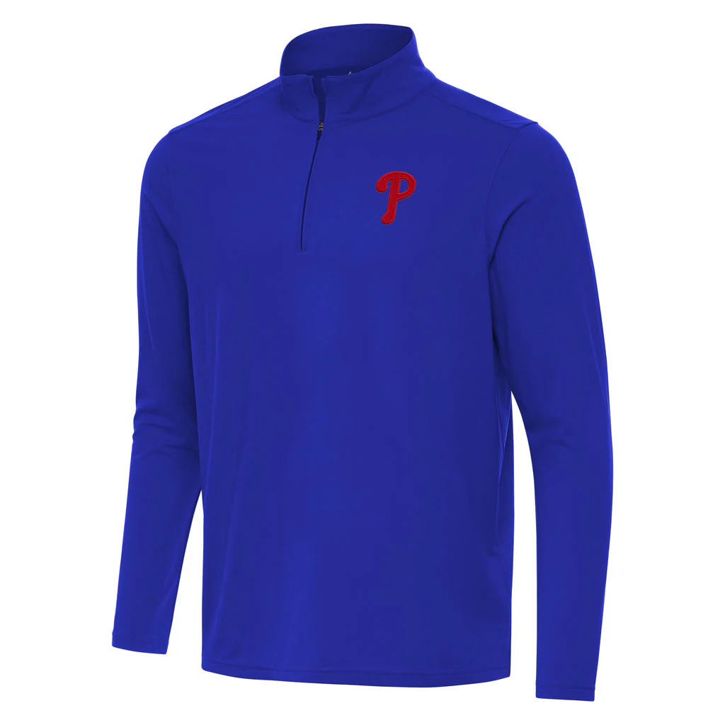 MLB Philadelphia Phillies Antigua Intent 1/4 Zip Pullover Jacket - Blue