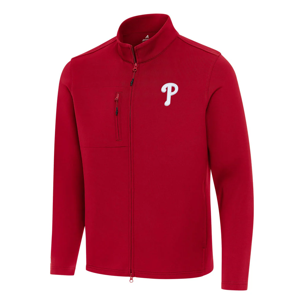 MLB Philadelphia Phillies Antigua Objection DBP Full Zip Jacket - Red