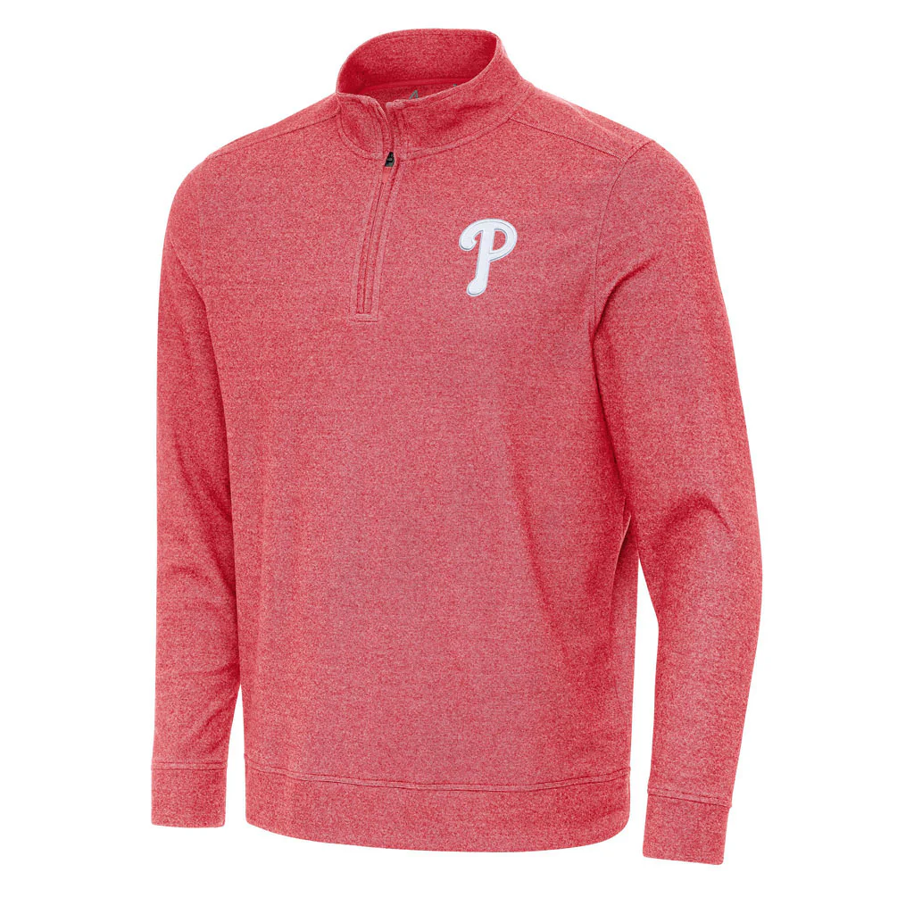 MLB Philadelphia Phillies Antigua Subtle 1/4 Zip Pullover Jacket - Red