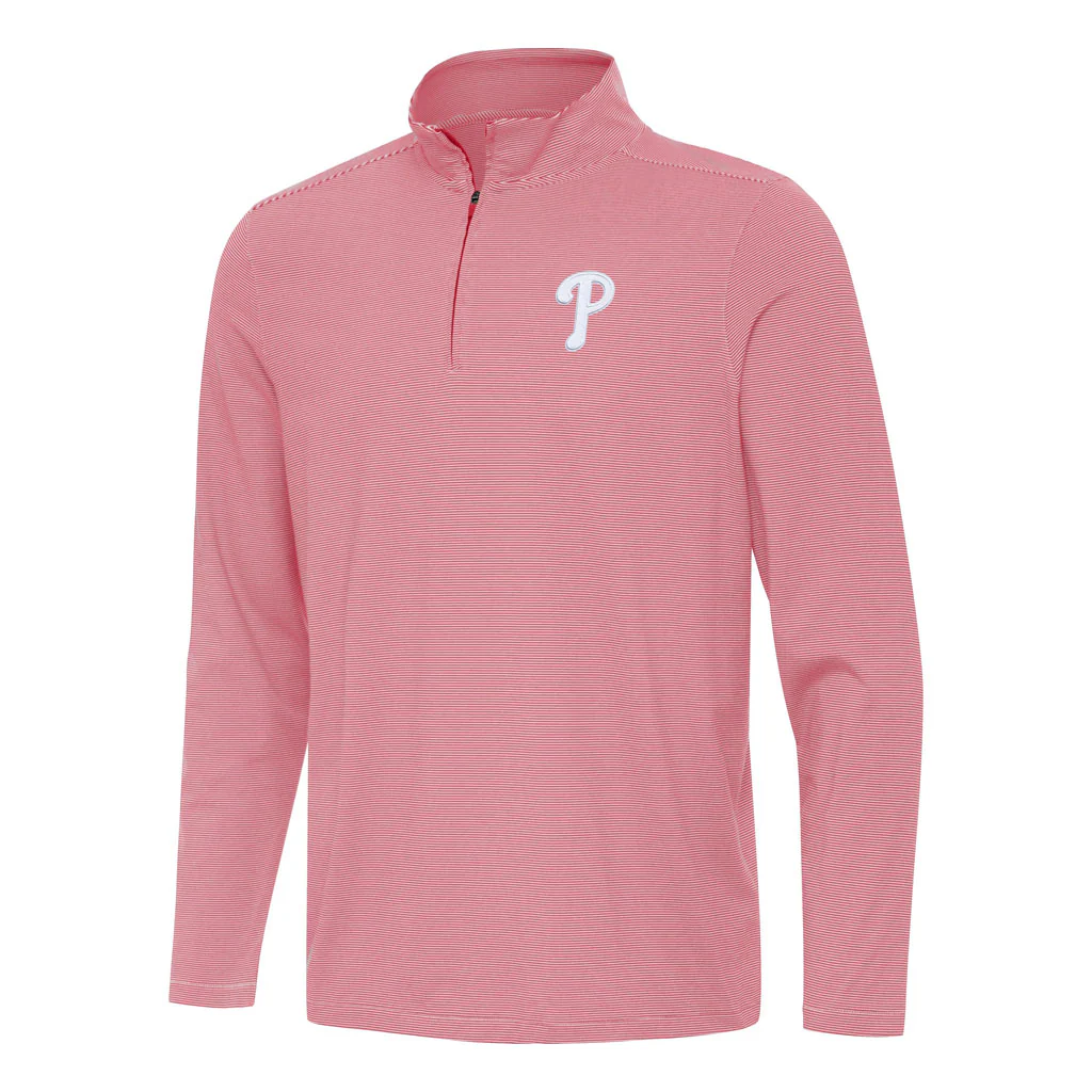 MLB Philadelphia Phillies Antigua Twine 1/4 Zip Pullover Jacket - Red