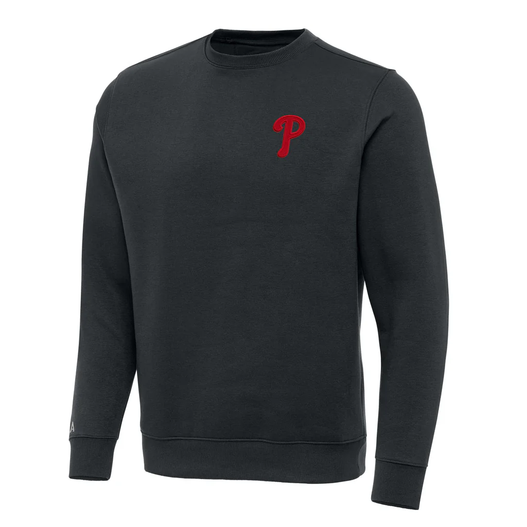 MLB Philadelphia Phillies Antigua Victory Crewneck Sweater - Charcoal
