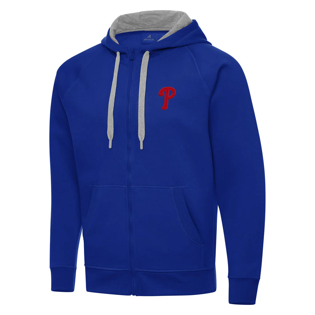 MLB Philadelphia Phillies Antigua Victory Full Zip Hoodie - Blue