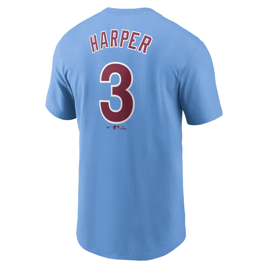 MLB Philadelphia Phillies Bryce Harper Nike FUSE Name & Number T-Shirt - Blue - Image 3