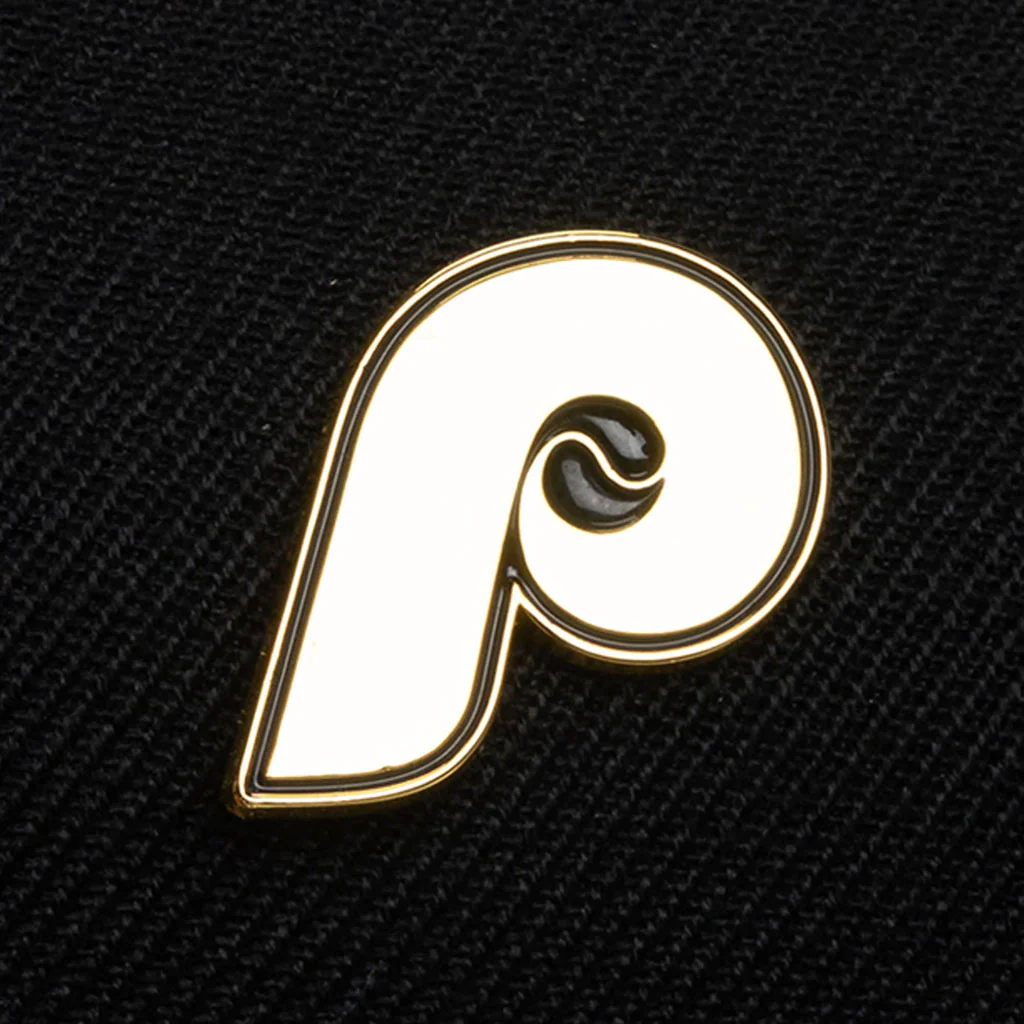 MLB Philadelphia Phillies Mitchell & Ness Pinned Gold Pro Snapback Hat - Black - Image 3