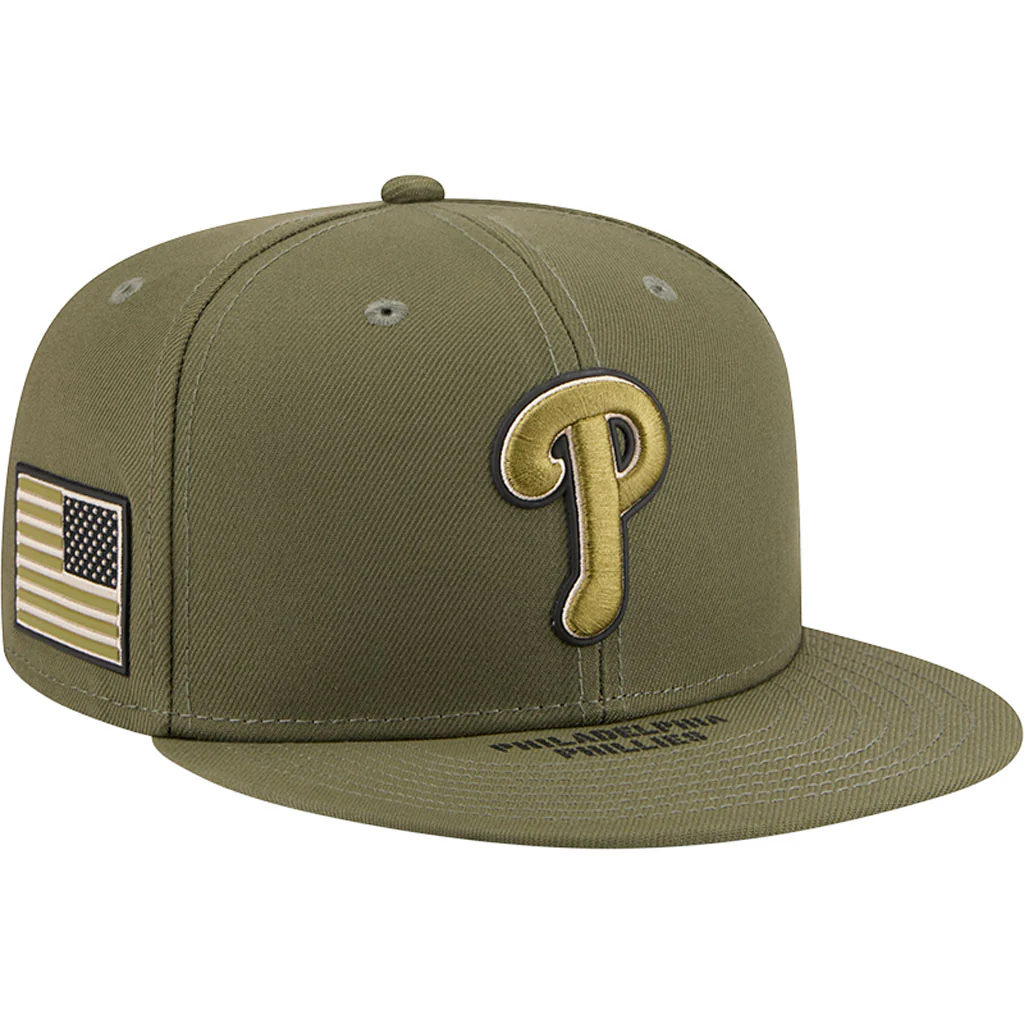 MLB Philadelphia Phillies New Era 2026 Armed Forces Day 9FIFTY Snapback Hat - Green - Image 2