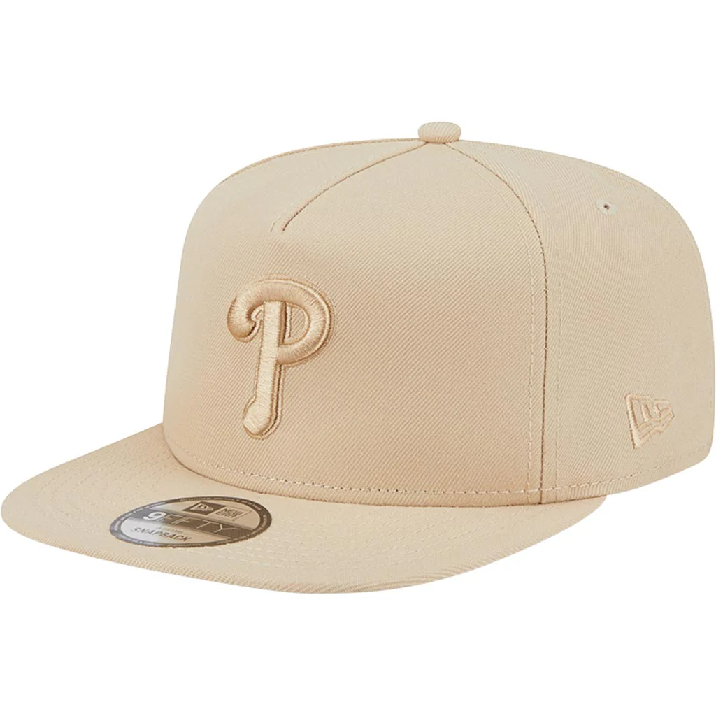 MLB Philadelphia Phillies New Era Dry Wood 9FIFTY A-Frame Snapback Hat - Tan