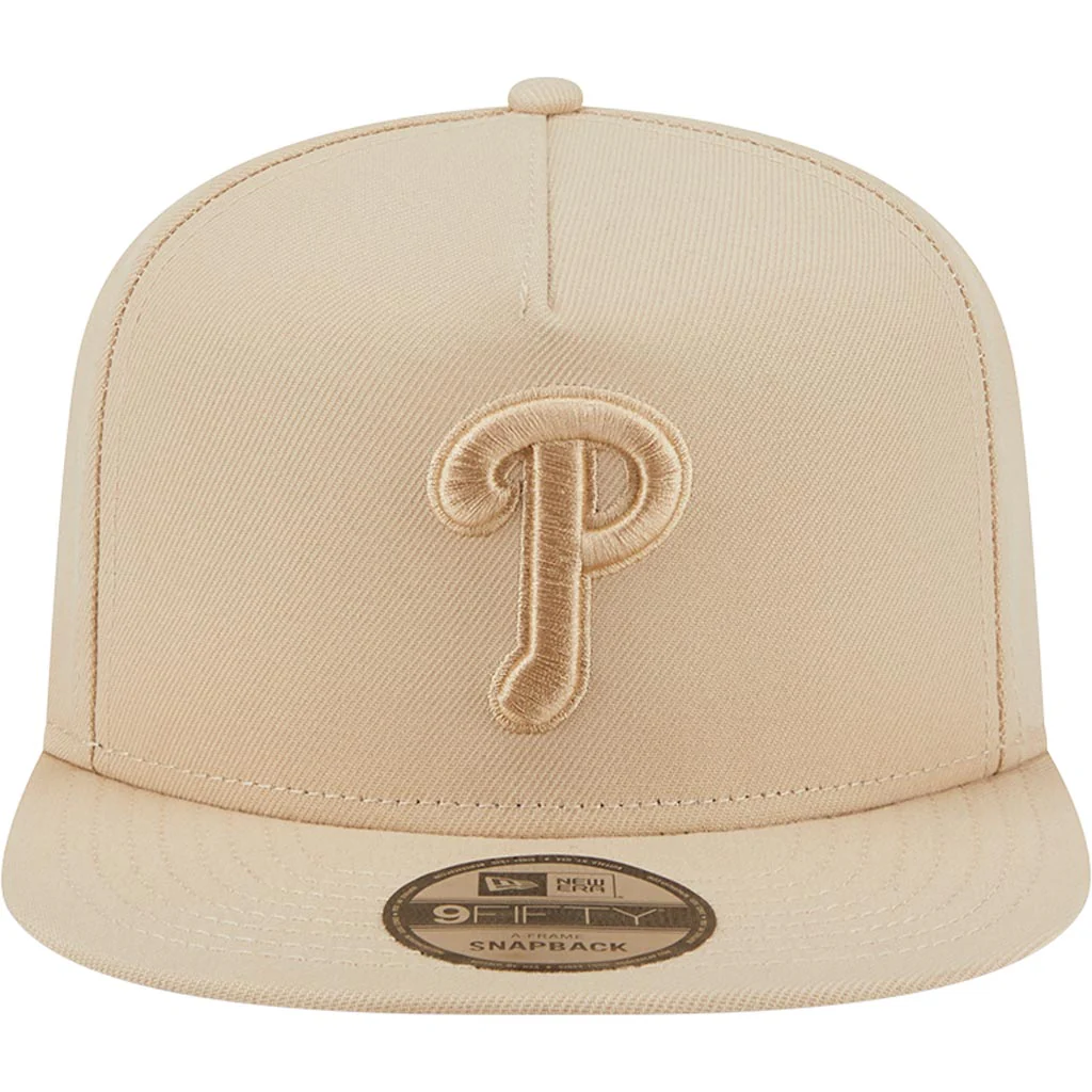 MLB Philadelphia Phillies New Era Dry Wood 9FIFTY A-Frame Snapback Hat - Tan - Image 3