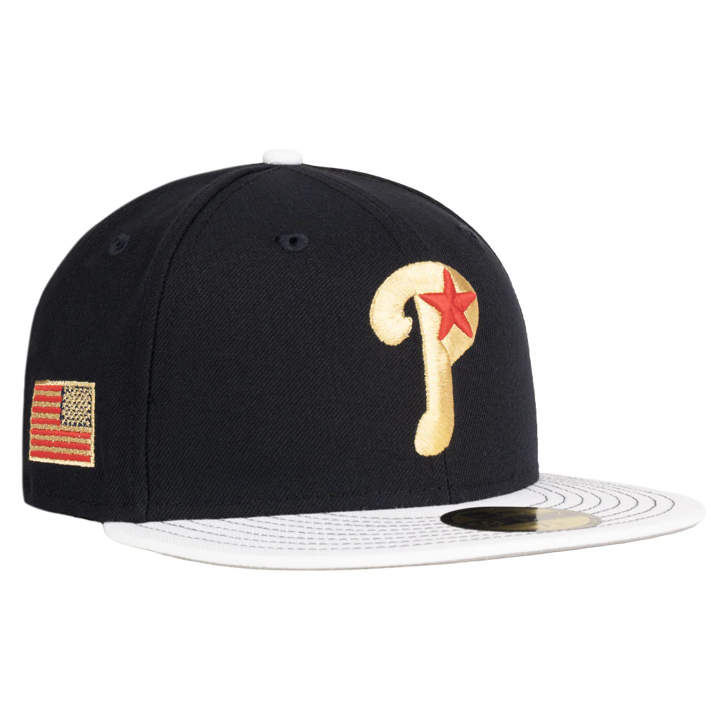 MLB Philadelphia Phillies New Era Gold Medal 59FIFTY Fitted Hat - Navy