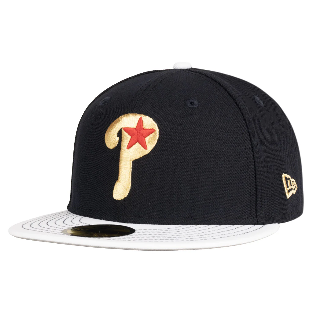 MLB Philadelphia Phillies New Era Gold Medal 59FIFTY Fitted Hat - Navy - Image 2