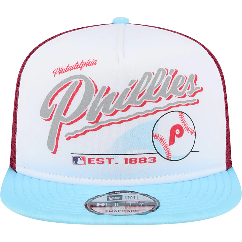 MLB Philadelphia Phillies New Era Retro Script 9FIFTY A-Frame Snapback Hat - White - Image 3