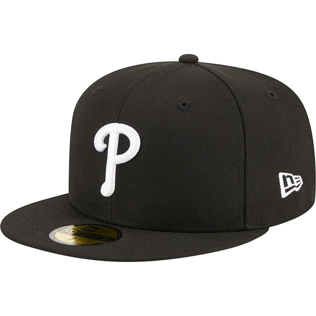 MLB Philadelphia Phillies New Era Side Patch Black & White 59FIFTY Fitted Hat - Black