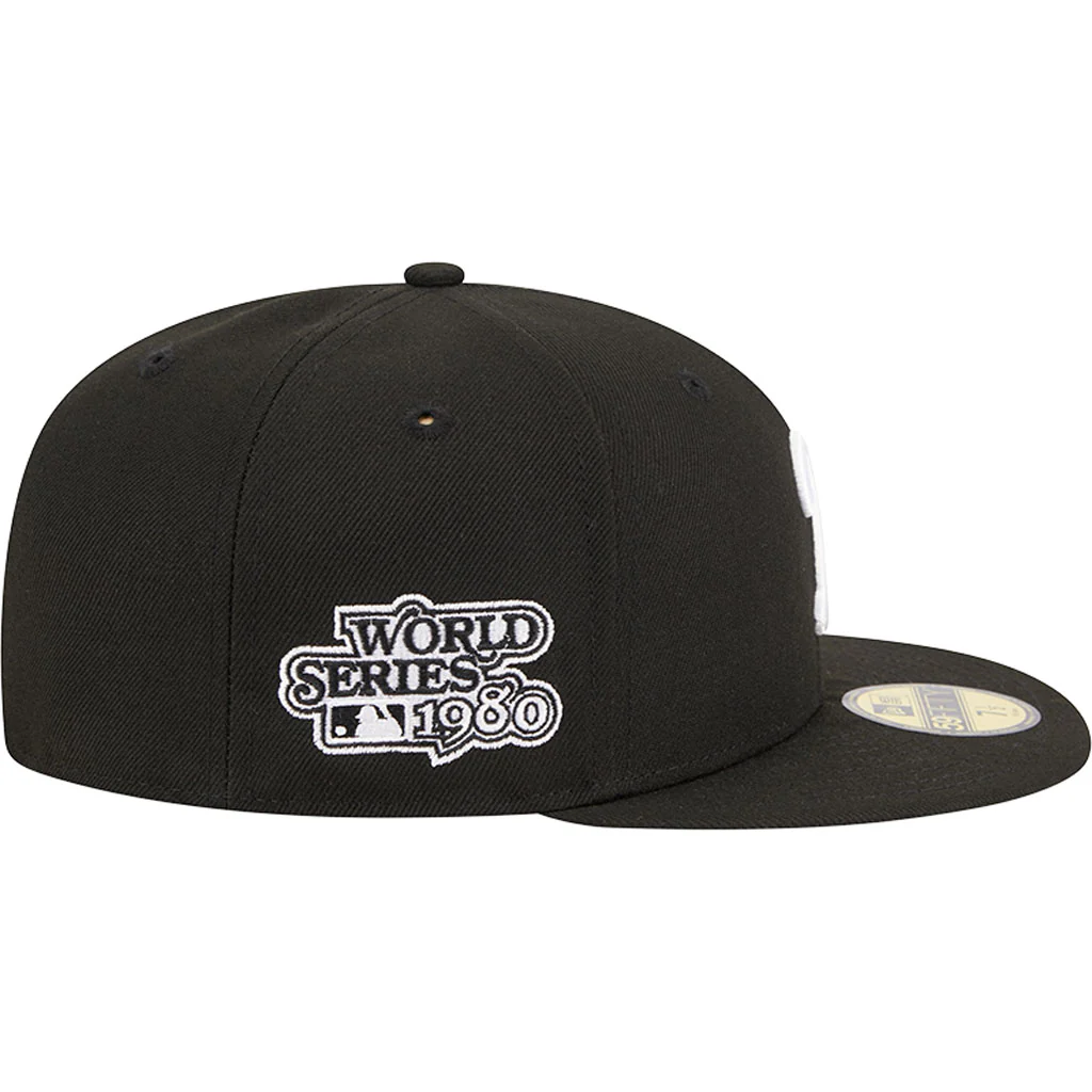 MLB Philadelphia Phillies New Era Side Patch Black & White 59FIFTY Fitted Hat - Black - Image 5