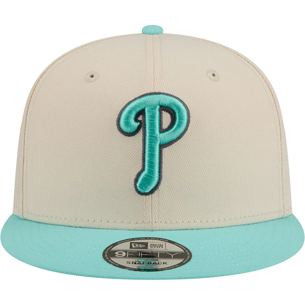 MLB Philadelphia Phillies New Era Two-Tone Aqua 9FIFTY Snapback Hat - Light cream - Image 3