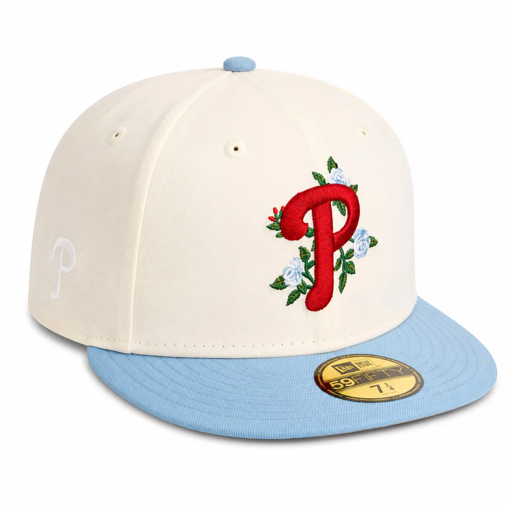 MLB Philadelphia Phillies New Era Two-Tone Summer Flower 59FIFTY Fitted Hat - Cream