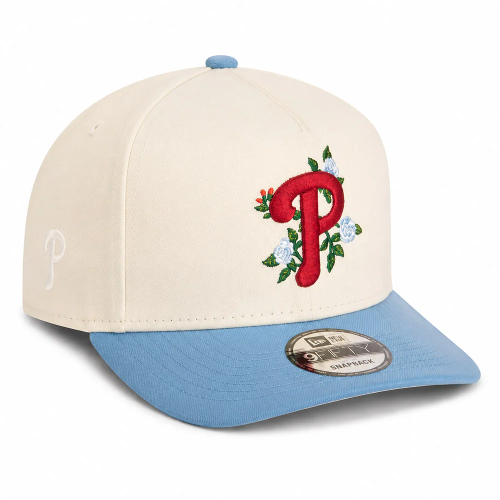 MLB Philadelphia Phillies New Era Two-Tone Summer Flower 9FIFTY A-Frame Snapback Hat - Cream