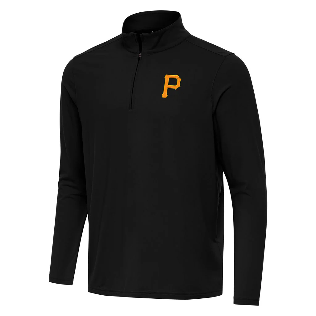 MLB Pittsburgh Pirates Antigua Intent 1/4 Zip Pullover Jacket - Black