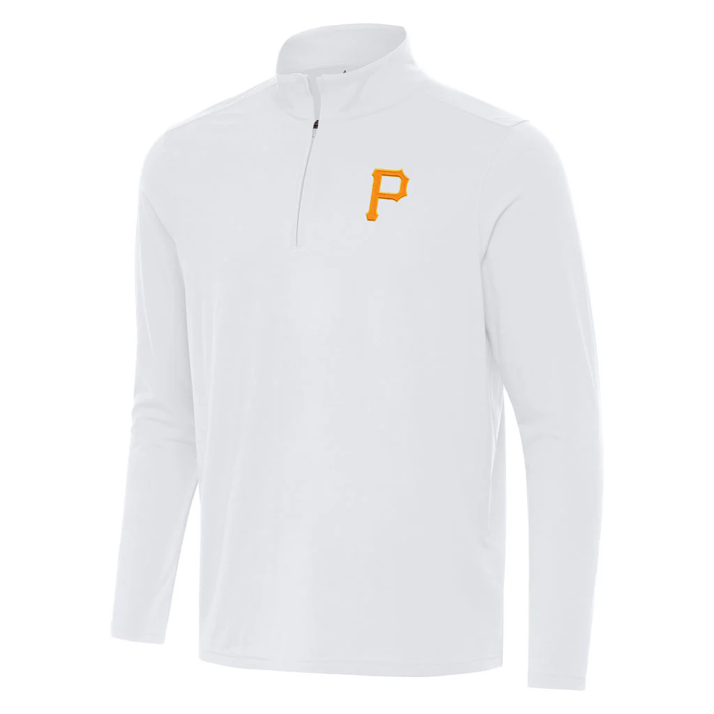 MLB Pittsburgh Pirates Antigua Intent 1/4 Zip Pullover Jacket - White