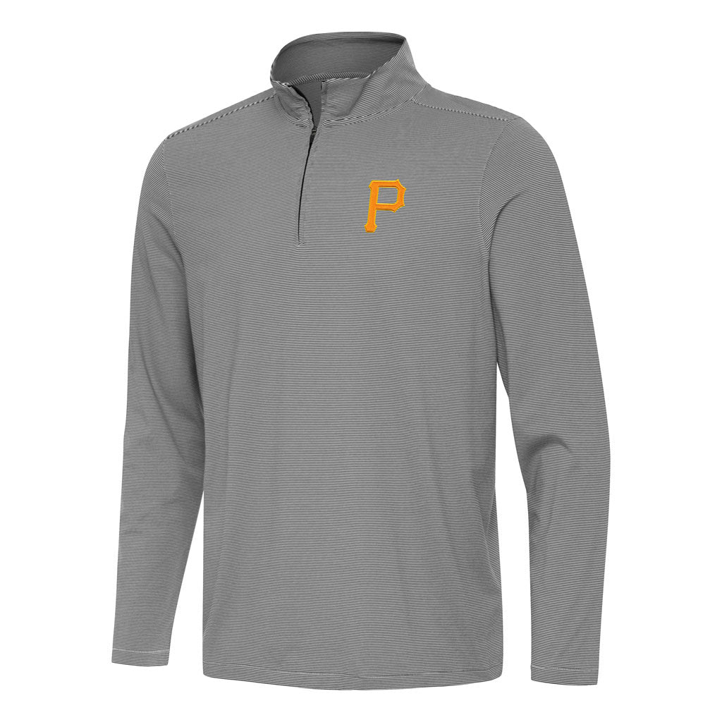 MLB Pittsburgh Pirates Antigua Twine 1/4 Zip Pullover Jacket - Black