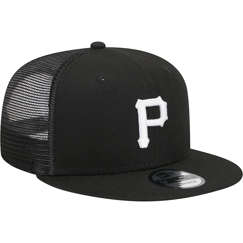 MLB Pittsburgh Pirates New Era Black & White 9FIFTY Snapback Trucker Hat - Black - Image 2
