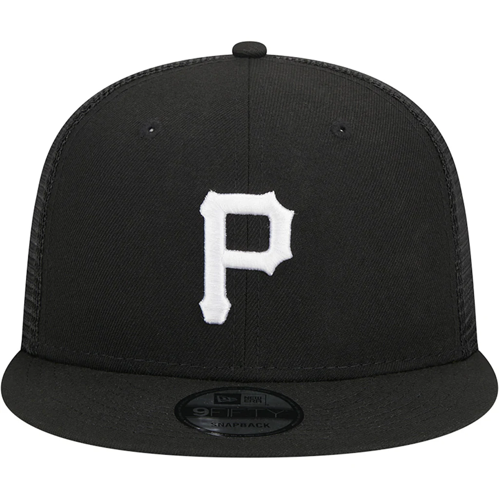 MLB Pittsburgh Pirates New Era Black & White 9FIFTY Snapback Trucker Hat - Black - Image 3