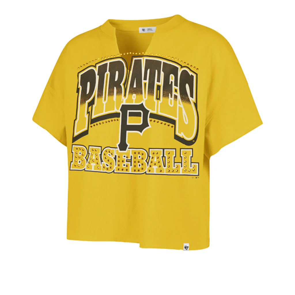 MLB Pittsburgh Pirates Women's '47 Win Big Notch Crop Top T-Shirt - Yellow