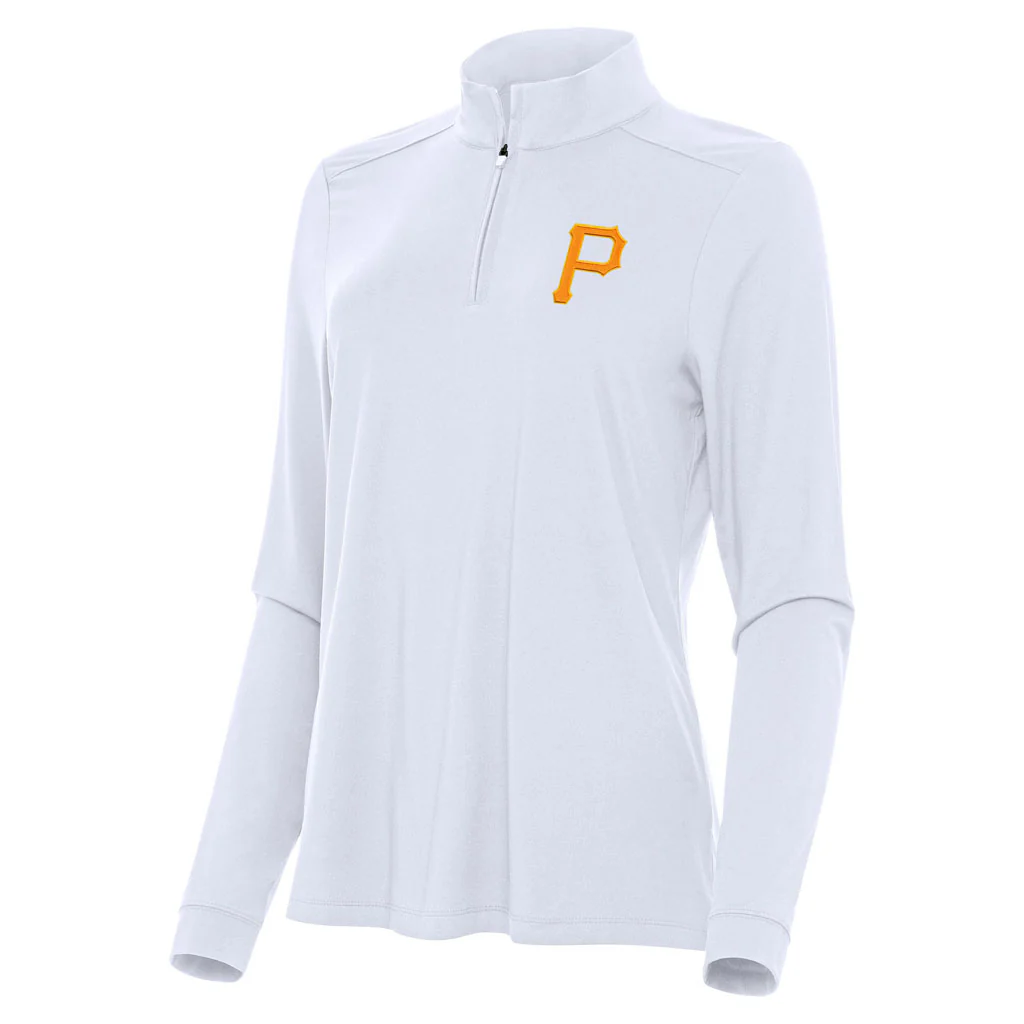MLB Pittsburgh Pirates Women's Antigua Intent 1/4 Zip Pullover Jacket - White