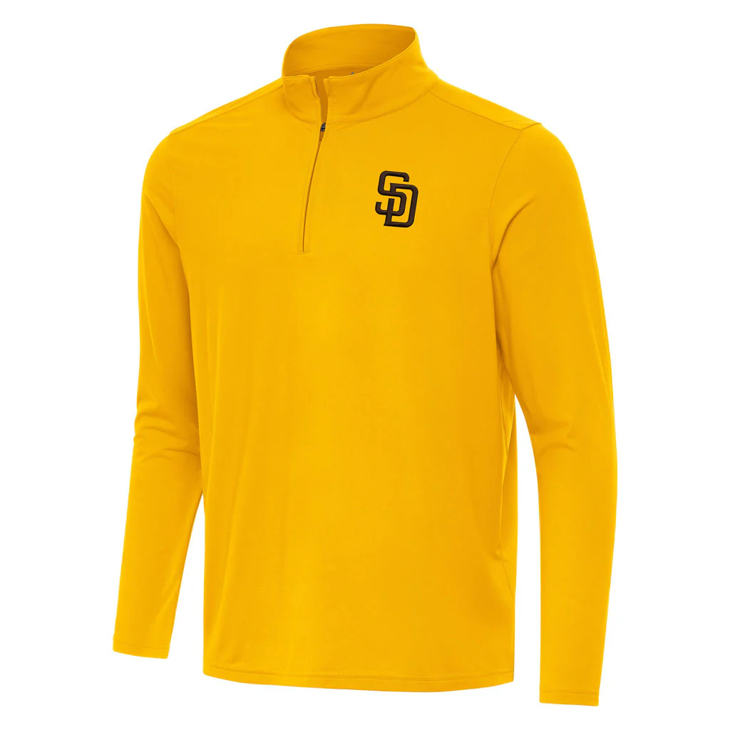 MLB San Diego Padres Antigua Intent 1/4 Zip Pullover Jacket - Gold