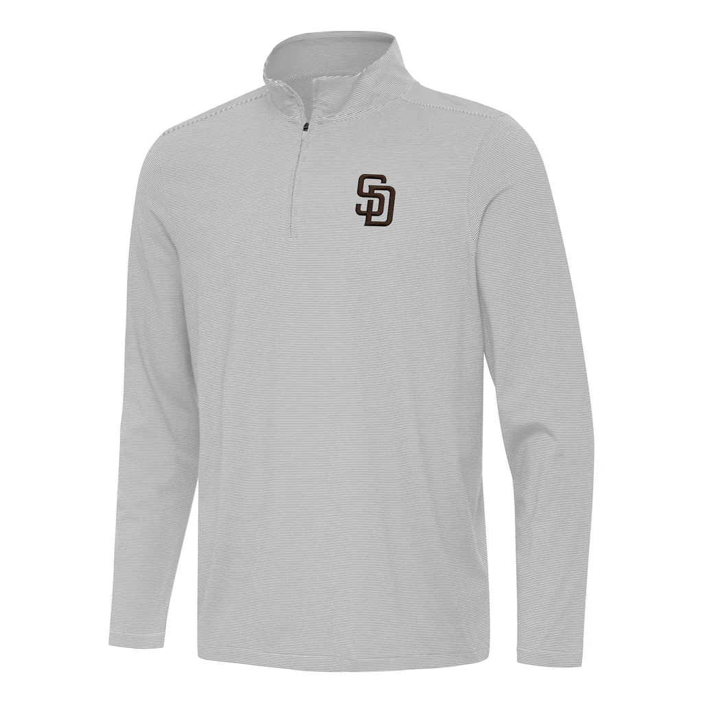 MLB San Diego Padres Antigua Twine 1/4 Zip Pullover Jacket - Gray