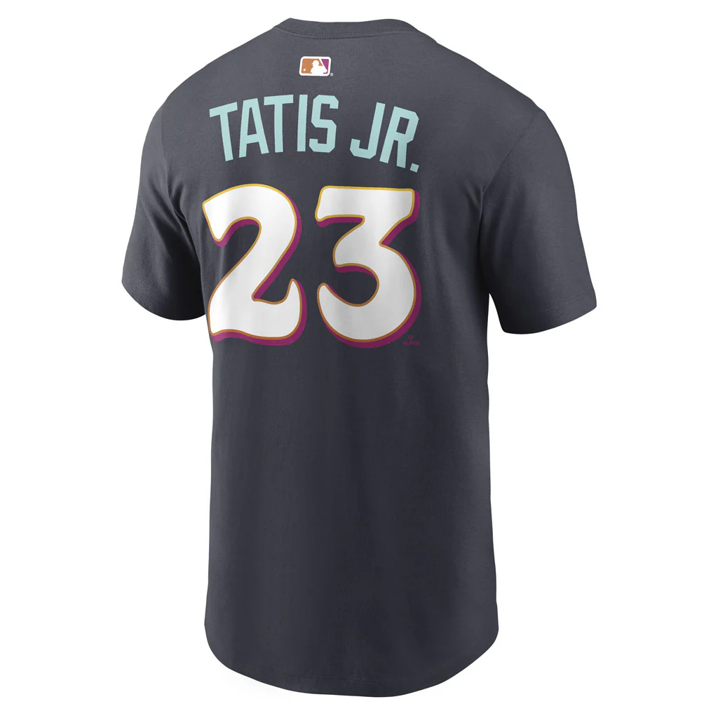 MLB San Diego Padres Fernando Tatís Jr. Nike City Connect Name & Number T-Shirt - Navy - Image 3