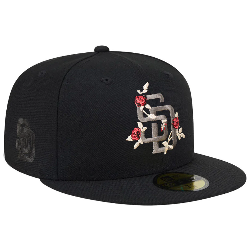 MLB San Diego Padres New Era Black Roses 59FIFTY Fitted Hat - Black - Image 2