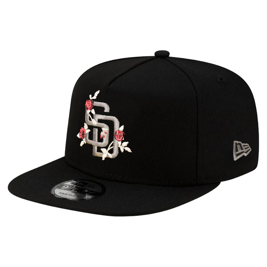 MLB San Diego Padres New Era Black Roses 9FIFTY A-Frame Snapback Hat - Black