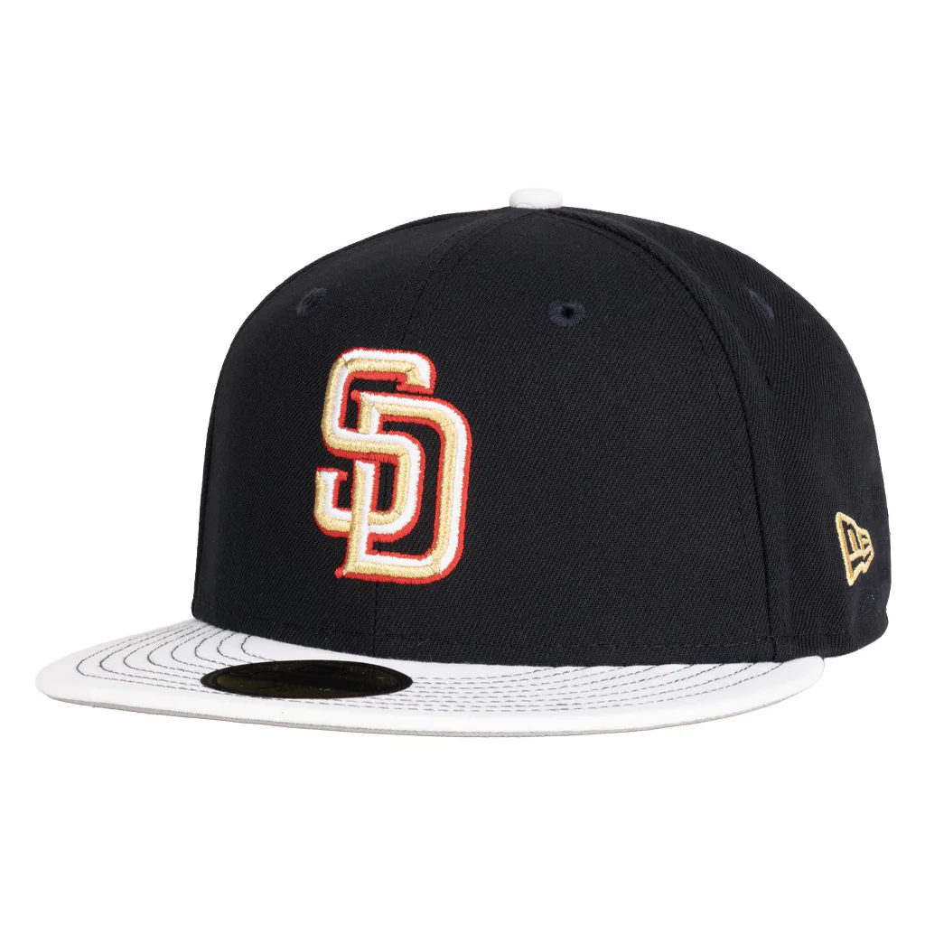 MLB San Diego Padres New Era Gold Medal 59FIFTY Fitted Hat - Navy - Image 2