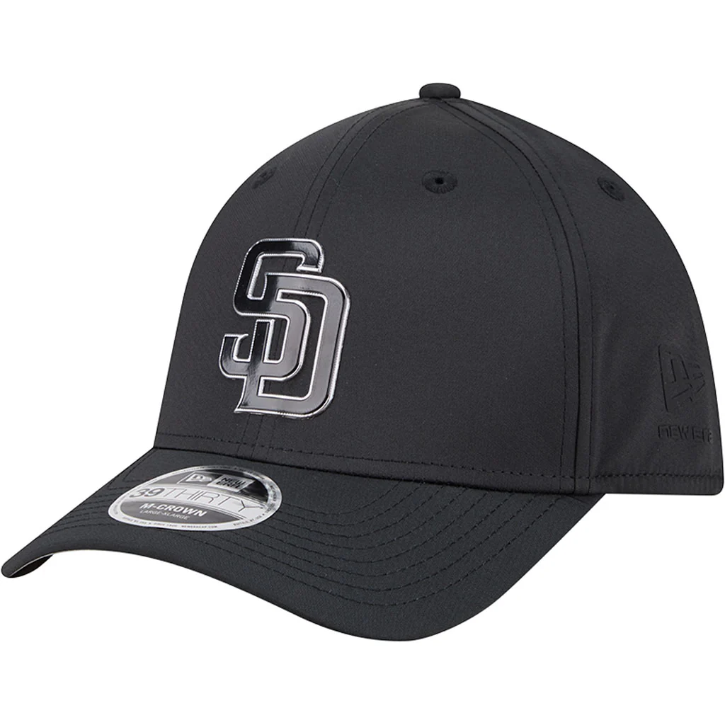 MLB San Diego Padres New Era Metallic 39THIRTY M-Crown Flex Fit Hat - Black