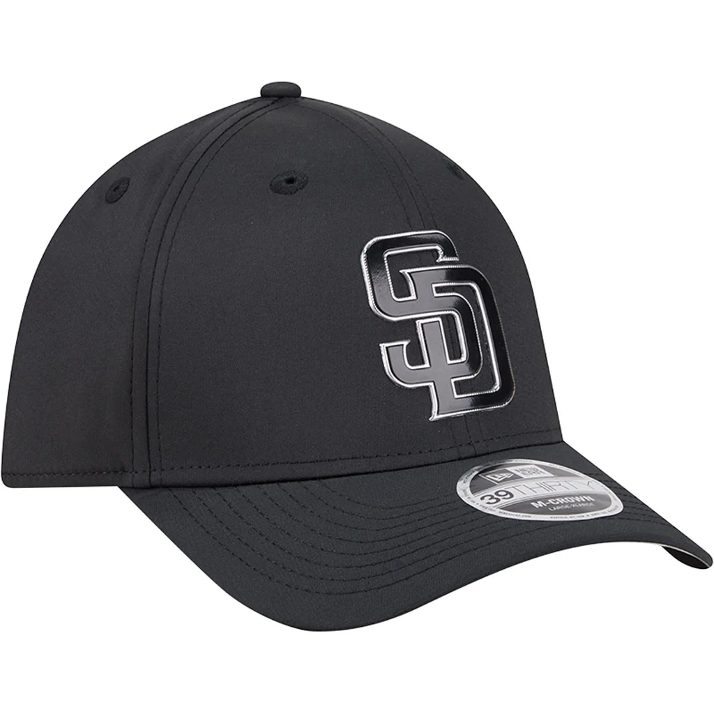 MLB San Diego Padres New Era Metallic 39THIRTY M-Crown Flex Fit Hat - Black - Image 2