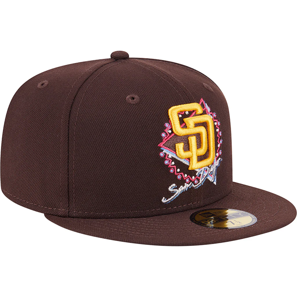 MLB San Diego Padres New Era Neon 59FIFTY Fitted Hat - Brown - Image 2