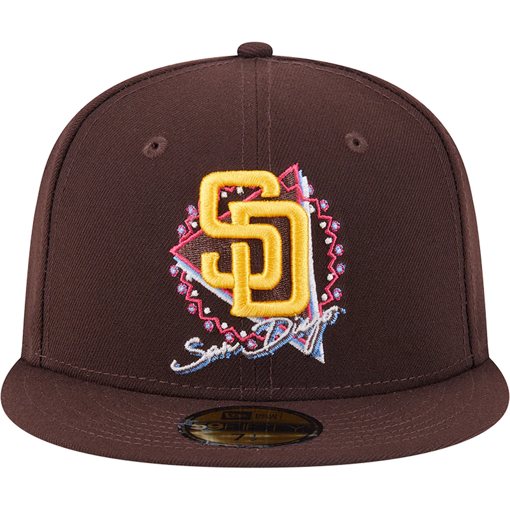 MLB San Diego Padres New Era Neon 59FIFTY Fitted Hat - Brown - Image 3