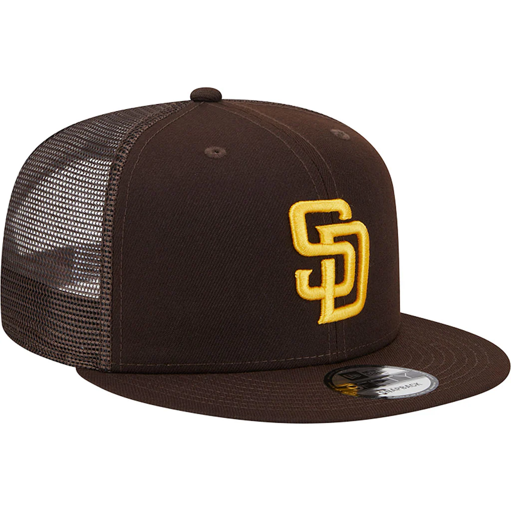 MLB San Diego Padres New Era OTC Trucker 9FIFTY Snapback Hat - Brown - Image 2