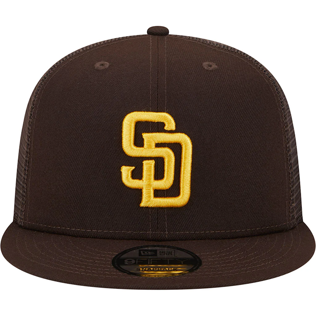 MLB San Diego Padres New Era OTC Trucker 9FIFTY Snapback Hat - Brown - Image 3